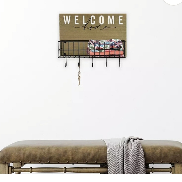 Welcome Home Wall Decor with Hooks - Black and Tan - Picture 3 of 5